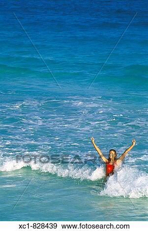 Woman on Beach, Caribbean Sea, Cancun, Mexico View Large Photo Image Stock Photo - Woman on Beach, Caribbean Sea, Cancun, Mexico. Fotosearch