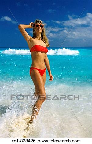 Woman on Beach, Caribbean Sea, Cancun, Mexico View Large Photo Image Stock Photograph - Woman on Beach, Caribbean Sea, Cancun, Mexico. Fotosearch