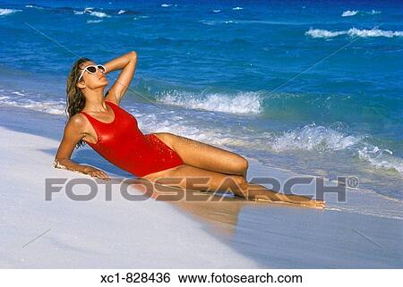 Woman on Beach, Caribbean Sea, Cancun, Mexico View Large Photo Image Stock Photograph - Woman on Beach, Caribbean Sea, Cancun, Mexico. Fotosearch