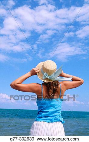 Woman on beach. Miami. Florida View Large Photo Image Stock Photo - Woman on beach. Miami. Florida. Fotosearch