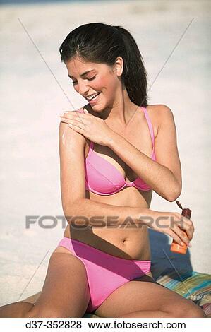 Woman on beach View Large Photo Image Stock Photo - Woman on beach. Fotosearch