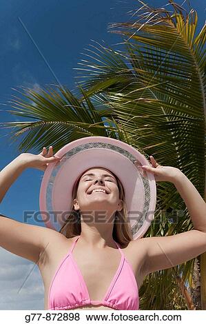 Woman on the beach, Miami, Florida, USA View Large Photo Image Stock Photo - Woman on the beach, Miami, Florida, USA. Fotosearch