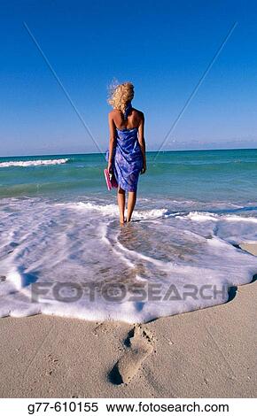 Stock Photography - Woman on the beach of Varadero. Cuba. Fotosearch