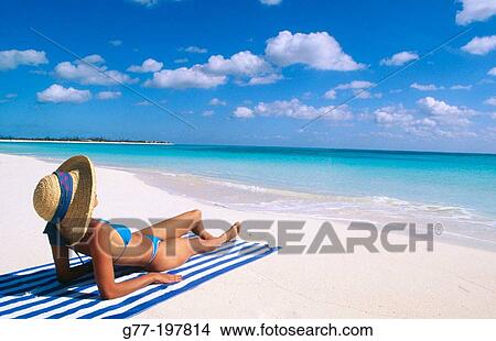 Woman on tropical beach. Cayo Largo. Cuba View Large Photo Image Picture - Woman on tropical beach. Cayo Largo. Cuba. Fotosearch