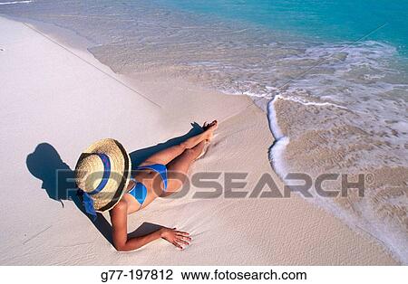 Woman on tropical beach. Cayo Largo. Cuba View Large Photo Image Stock Image - Woman on tropical beach. Cayo Largo. Cuba. Fotosearch