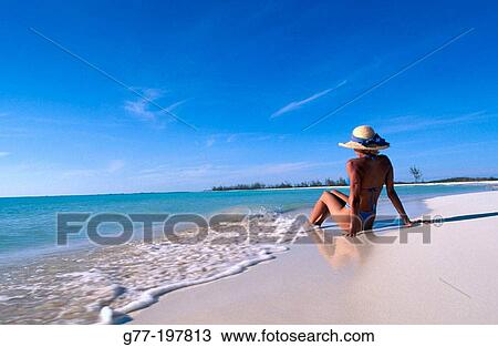Woman on tropical beach. Cayo Largo. Cuba View Large Photo Image Stock Image - Woman on tropical beach. Cayo Largo. Cuba. Fotosearch