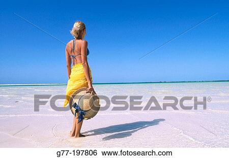 Woman on tropical beach. Cayo Largo. Cuba View Large Photo Image Stock Photograph - Woman on tropical beach. Cayo Largo. Cuba. Fotosearch