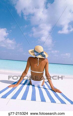 Woman on tropical beach. Maldives Islands View Large Photo Image Picture - Woman on tropical beach. Maldives Islands. Fotosearch