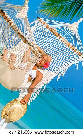 Stock Photography - Woman on tropical beach. Maldives Islands. Fotosearch