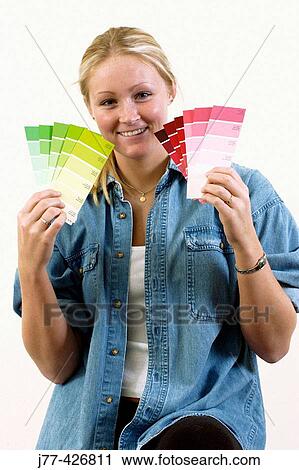 Woman picking colours, painting. View Large Photo Image Stock Image - Woman picking colours, painting.. Fotosearch