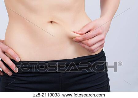 Woman pinching skin to measure fat around waist. View Large Photo Image Stock Image - Woman pinching skin to measure fat around waist.. Fotosearch
