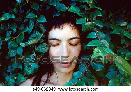 Woman portrait with ivy. View Large Photo Image Stock Photo - Woman portrait with ivy.. Fotosearch