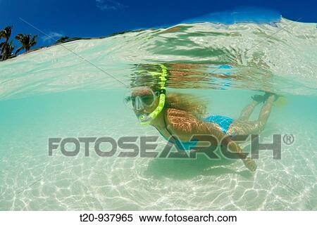 Woman snorkels at Maldives, South Male Atoll, Maldives View Large Photo Image Stock Photography - Woman snorkels at Maldives, South Male Atoll, Maldives. Fotosearch