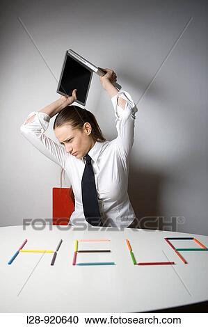 Woman Spelling Out Help and destroy computer View Large Photo Image Stock Image - Woman Spelling Out Help and destroy computer. Fotosearch