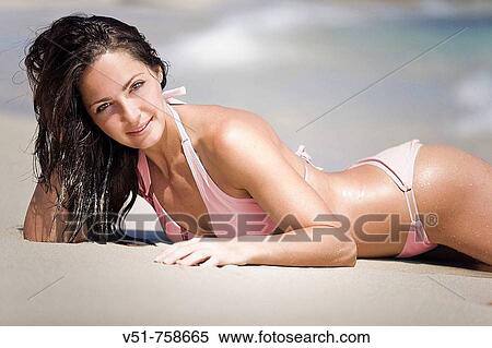 woman, sunbathing, beach, summer View Large Photo Image Stock Photography - woman, sunbathing, beach, summer. Fotosearch