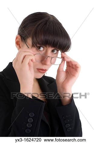 Woman whit glasses, isolated on white background View Large Photo Image Stock Image - Woman whit glasses, isolated on white background. Fotosearch
