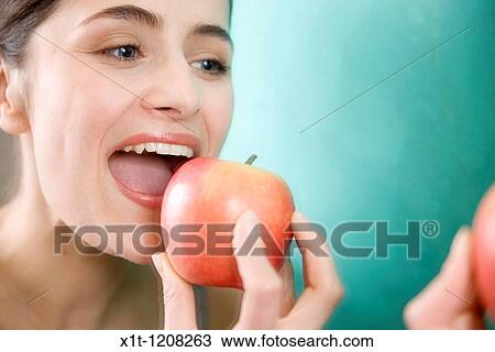 woman with apple. View Large Photo Image Stock Image - woman with apple.. Fotosearch