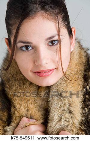 woman with fur around her neck View Large Photo Image Stock Image - woman with fur around her neck. Fotosearch