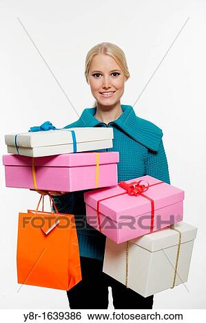 woman with gifts View Large Photo Image Stock Photograph - woman with gifts. Fotosearch