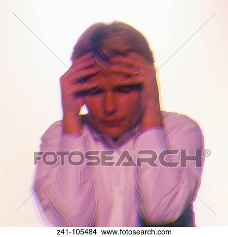 Woman with headache View Large Photo Image Picture - Woman with headache. Fotosearch