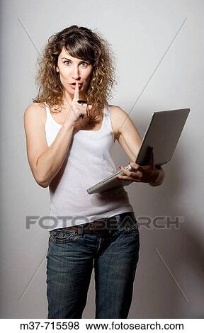 Woman with laptop. View Large Photo Image Stock Photo - Woman with laptop.. Fotosearch