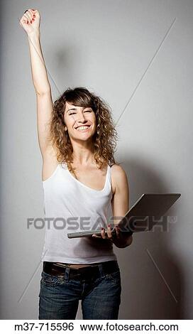 Woman with laptop. View Large Photo Image Stock Photograph - Woman with laptop.. Fotosearch