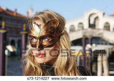 Woman with mask in Venice, Italy, Venice View Large Photo Image Stock Photo - Woman with mask in Venice, Italy, Venice. Fotosearch