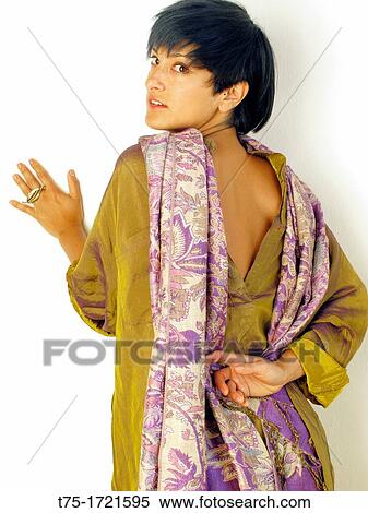 Woman with silk shirt, View Large Photo Image Stock Photography - Woman with silk shirt,. Fotosearch
