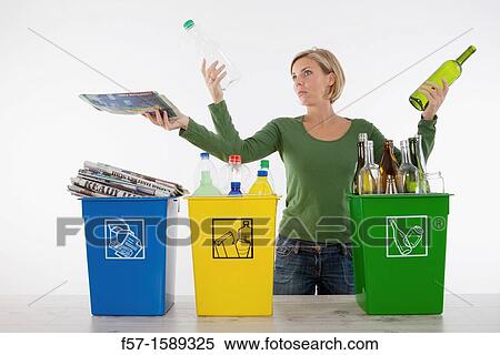 Woman with three arms recycling View Large Photo Image Stock Photography - Woman with three arms recycling. Fotosearch
