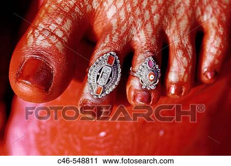 Stock Image - Woman's foot, Varanasi. Uttar Pradesh, India. Fotosearch