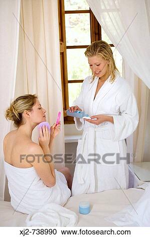 Women at home beauty care View Large Photo Image Stock Image - Women at home beauty care. Fotosearch