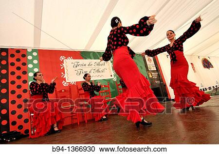 Women dancing flamenco, April Fair, Barcelona. Catalonia, Spain View Large Photo Image Stock Image - Women dancing flamenco, April Fair, Barcelona. Catalonia, Spain. Fotosearch