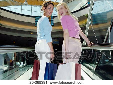 Women in shopping center View Large Photo Image Stock Image - Women in shopping center. Fotosearch