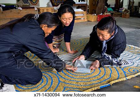 women planning to work Workshop of Tibetan handicrafts Centre Carpets McLeod Ganj, Dharamsala, Himachal Pradesh state, India, Asia View Large Photo Image Picture - women planning to work Workshop of Tibetan handicrafts Centre Carpets McLeod Ganj, Dharamsala, Himachal Pradesh state, India, Asia. Fotosearch