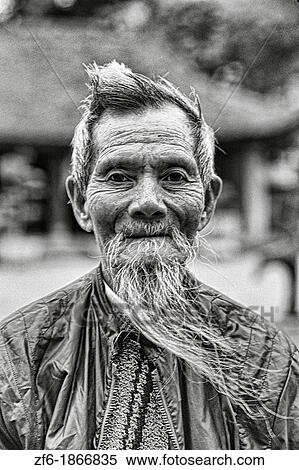 Wonderful Portrait of a Man with White Beard Hanoi Van Mieu Vietnam View Large Photo Image Stock Photography - Wonderful Portrait of a Man with White Beard Hanoi Van Mieu Vietnam. Fotosearch