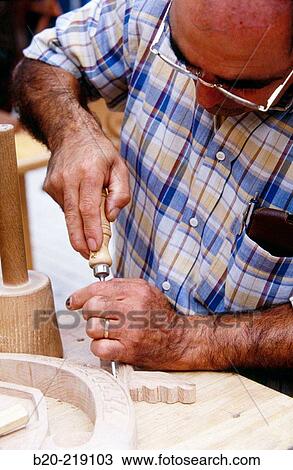 Stock Image - Wood carving. Legazpi. Euskadi. Spain. Fotosearch