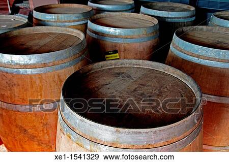 Stock Photo - wooden barrels, Parxet wineries, Santa Maria de Martorelles, Catalonia, Spain.. Fotosearch
