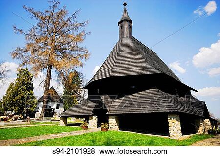 Wooden church of Tvrdosin, region of Orava, Slovakia. View Large Photo Image Stock Photo - Wooden church of Tvrdosin, region of Orava, Slovakia.. Fotosearch