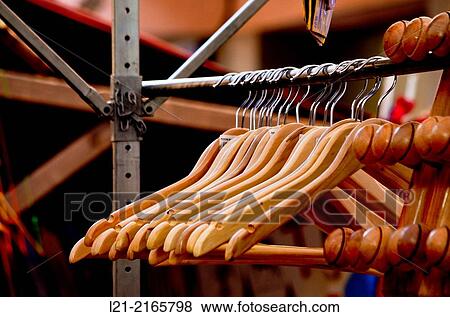 Stock Photo - Wooden clotheshangers.. Fotosearch