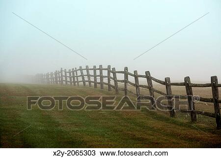 Wooden farm fence on a foggy morning, Connecticut, USA. View Large Photo Image Stock Image - Wooden farm fence on a foggy morning, Connecticut, USA.. Fotosearch