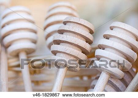Wooden honey dippers from natural wood Handcrafted kitchen utinsel View Large Photo Image Stock Photo - Wooden honey dippers from natural wood Handcrafted kitchen utinsel. Fotosearch