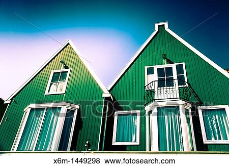 Stock Photo - Wooden house in Volendam Holland, Netherlands, Europe. Fotosearch