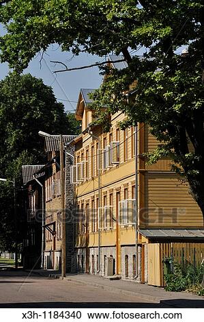 Stock Image - wooden houses of Kalamaja district, Tallinn, estonia, northern europe. Fotosearch