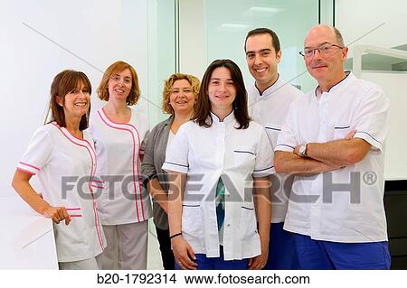 Picture - Work team, Dental office/Dental surgery, Donostia-San SebastiBn, Guipuzcoa, Basque Country, Spain. Fotosearch