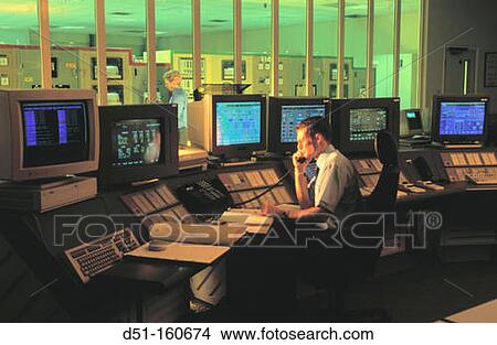 Workers in control room at natural gas fired power plant View Large Photo Image Picture - Workers in control room at natural gas fired power plant. Fotosearch