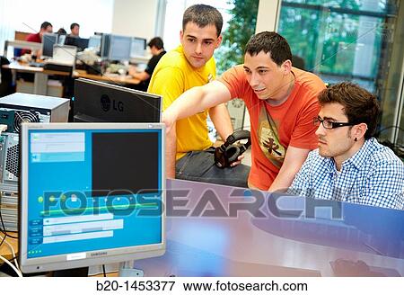 Working on digital TV project, digital TV and multimedia services, Vicomtech-IK4 Visual Interaction and Communication Technologies Centre, applied research centre for Interactive Computer Graphics and Multimedia, San Sebastian Technology Park View Large Photo Image Stock Photo - Working on digital TV project, digital TV and multimedia services, Vicomtech-IK4 Visual Interaction and Communication Technologies Centre, applied research centre for Interactive Computer Graphics and Multimedia, San Sebastian Technology Park. Fotosearch