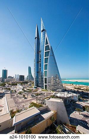 Stock Image - World Trade Center buildings, Manama, Bahrain. Fotosearch