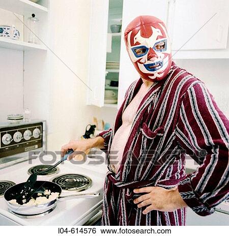 Stock Photograph - Wrestler in kitchen. Fotosearch