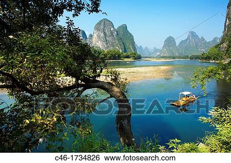 Xingping, Li River, Guangxi, China. View Large Photo Image Stock Photograph - Xingping, Li River, Guangxi, China.. Fotosearch