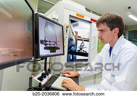 XTH 225. Computed tomography system. Industrial X-ray. Technicians inspect the internal structure and porosity of the material of a component. Innovative Metrology applied. Sariki Metrology. Elgoibar. Gipuzkoa. Basque Country. Spain. View Large Photo Image Stock Photograph - XTH 225. Computed tomography system. Industrial X-ray. Technicians inspect the internal structure and porosity of the material of a component. Innovative Metrology applied. Sariki Metrology. Elgoibar. Gipuzkoa. Basque Country. Spain.. Fotosearch
